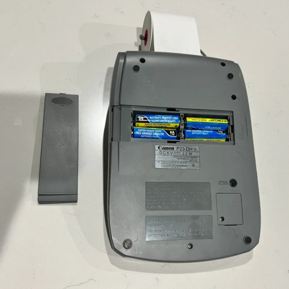 Canon P23-DH V Printing Calculator 12 Digit 2 Color Ink Business Tax Silver